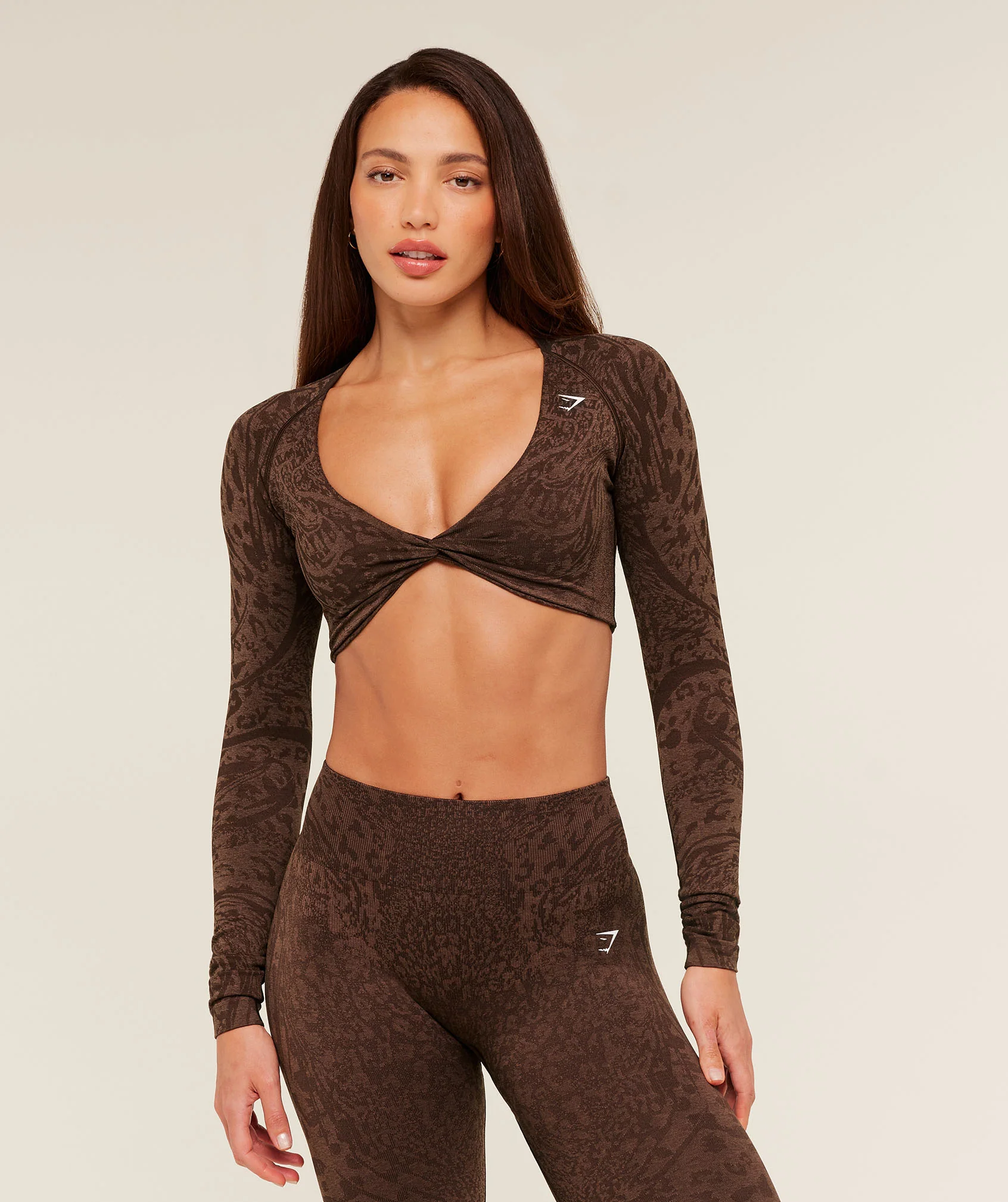 Gymshark Adapt Animal Long Sleeve Crop Top with Cheetah Print