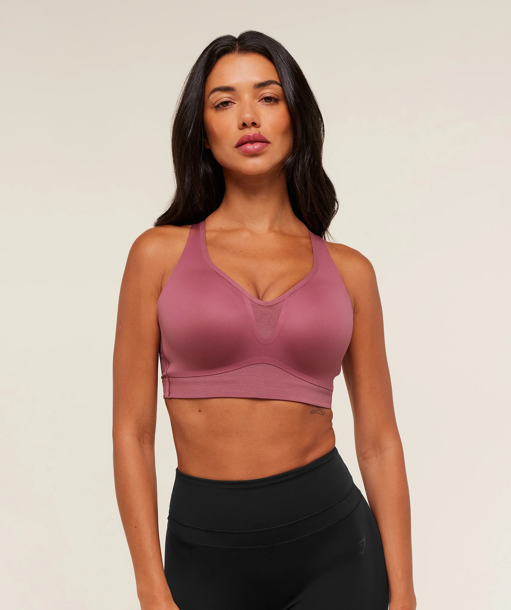 High Support V-Neck Sports Bra with Racerback, Pink