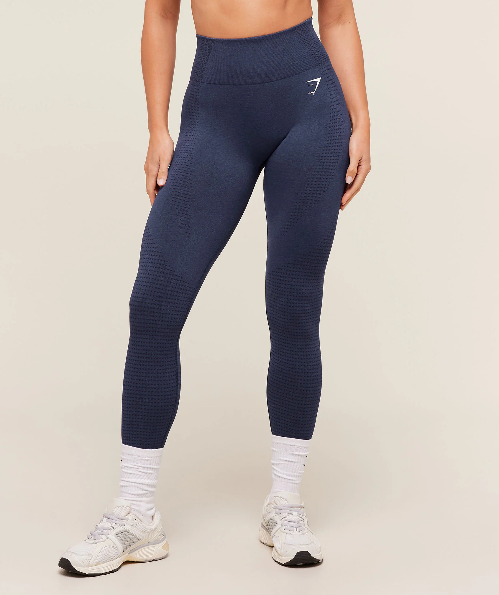 Vital Regular Leggings in Heavy Blue Marl with Mesh Dots