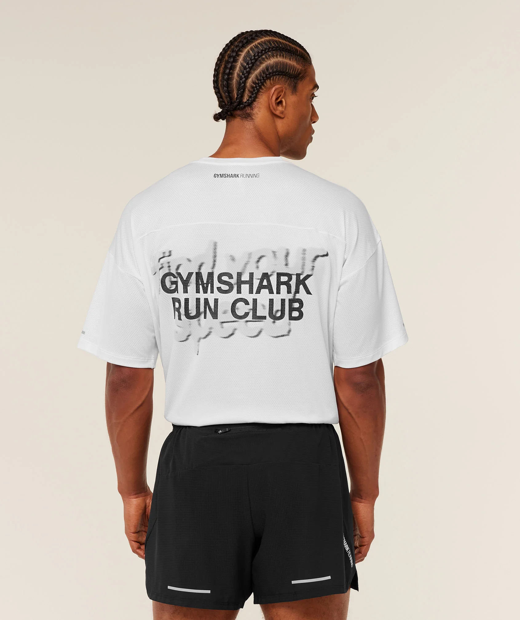 Gymshark Running Graphic T-Shirt Oversized White Top