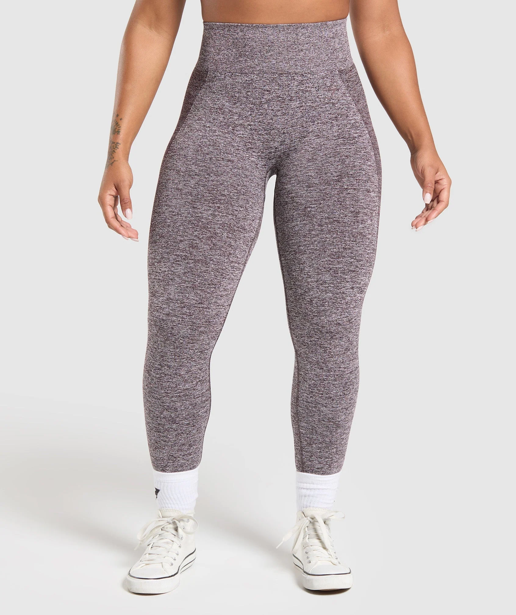 Flex High Waisted Leggings in Plum Brown White Marl