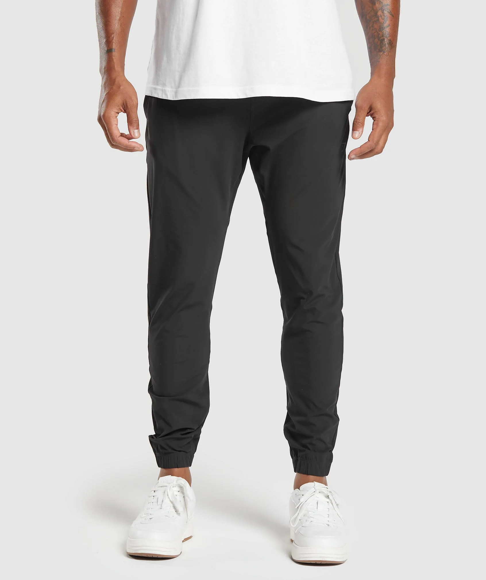 Studio Joggers in Black with Stretchy Nylon and Elastane Fabric