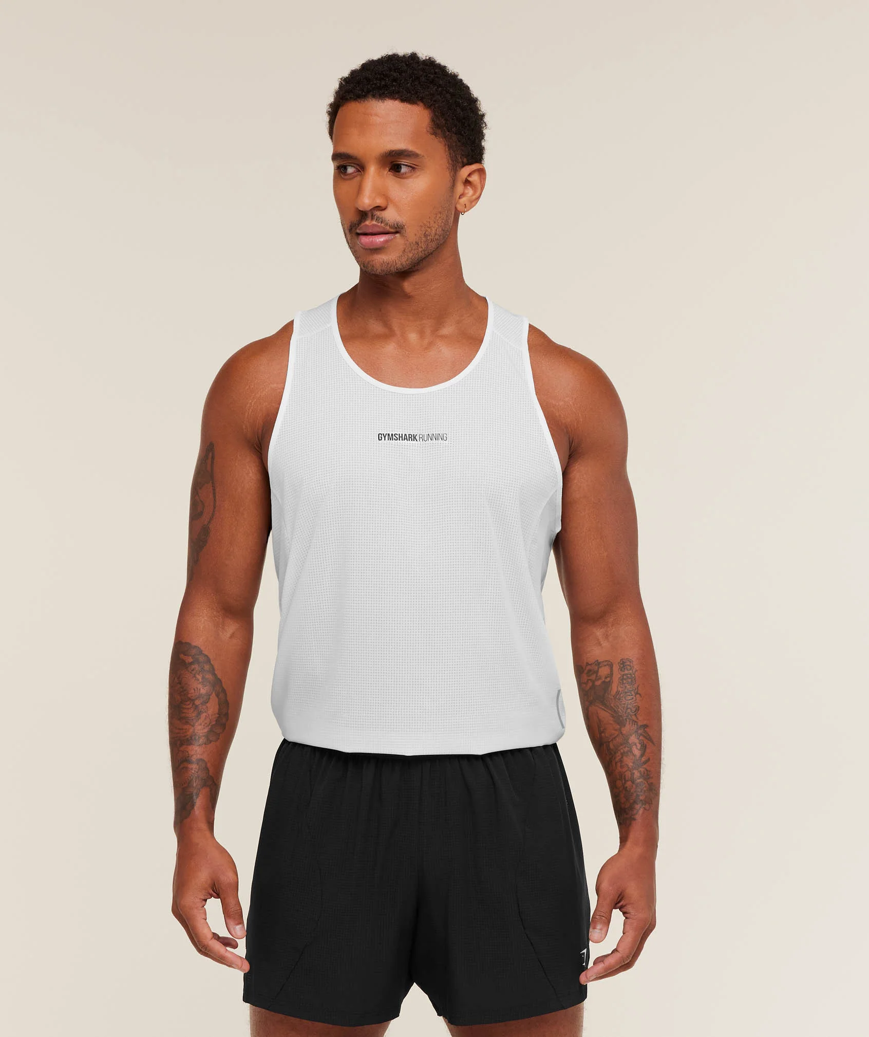 Running Tank in White with Sweat-Wicking Fabric