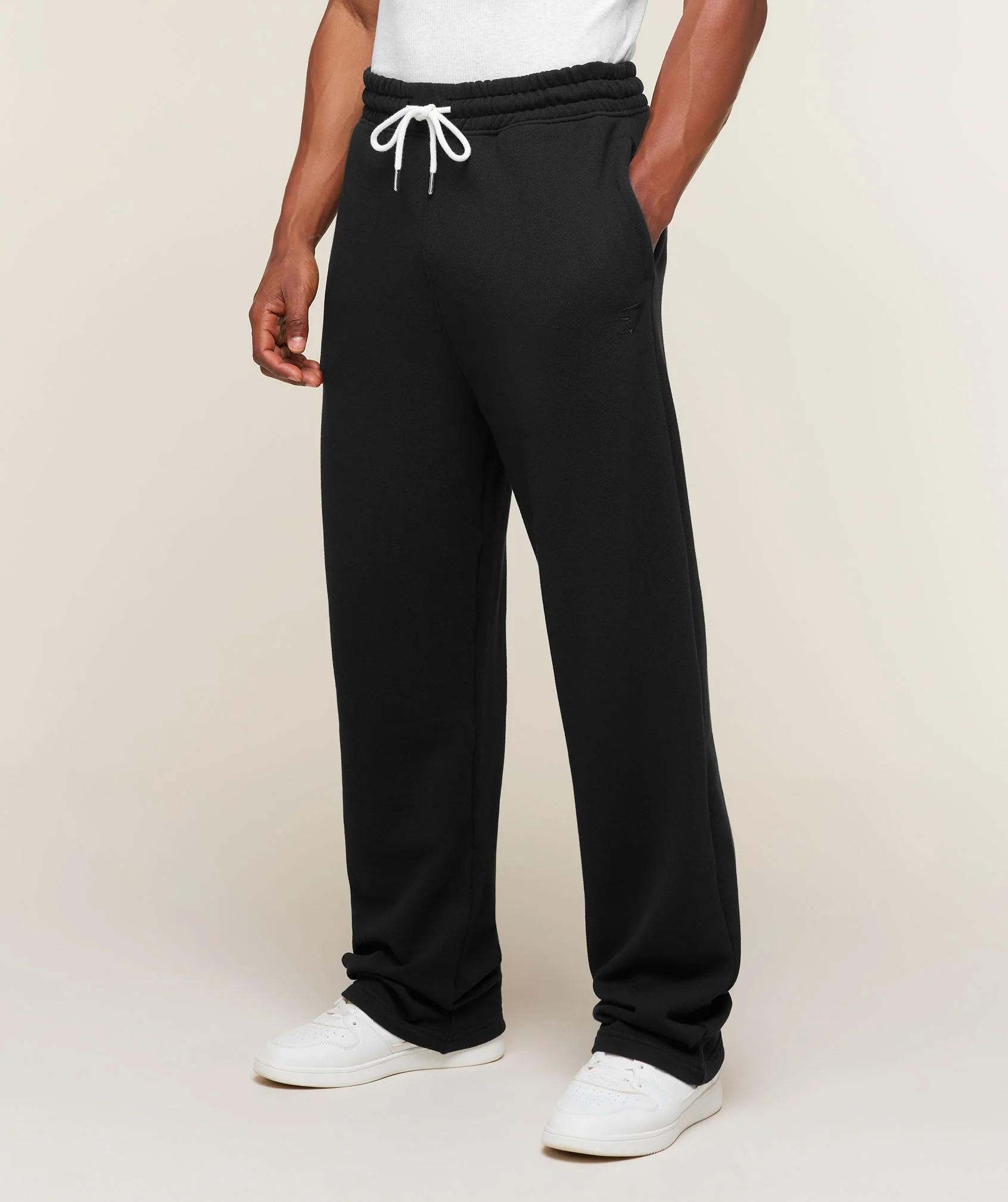 Gymshark Campus Crest Wide Leg Sweatpants in Black