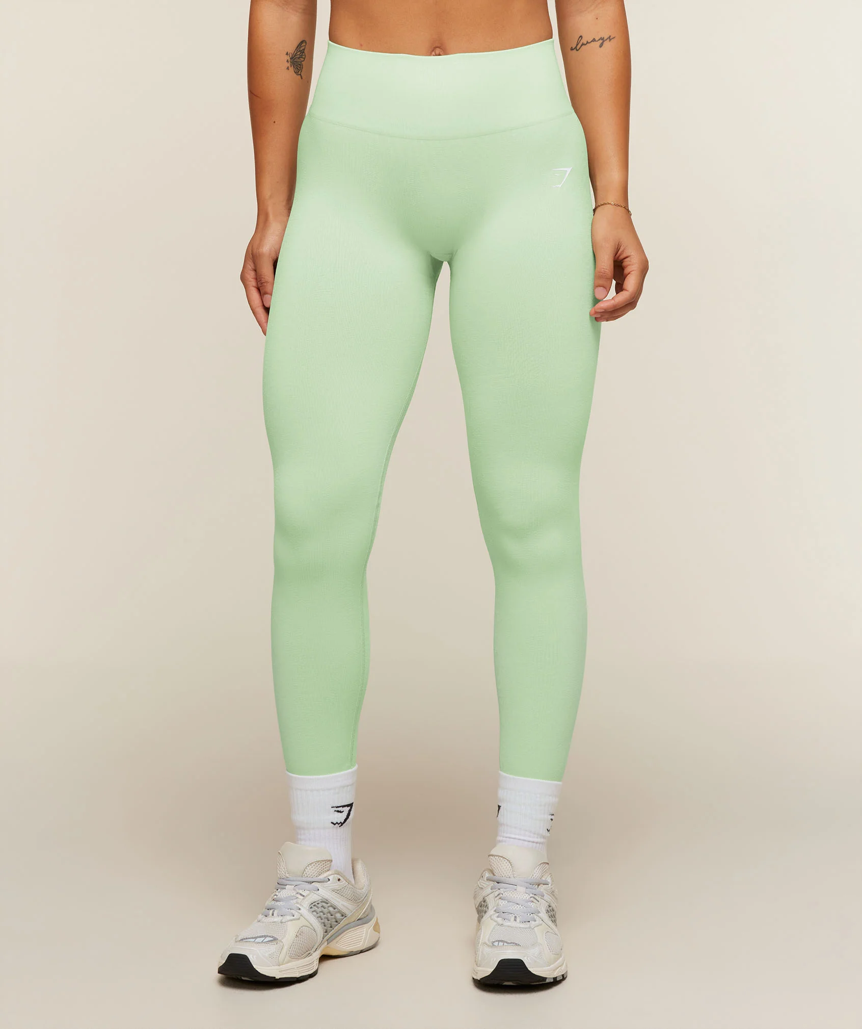Adapt Solid Leggings Green, Seamless High-Rise Body Fit