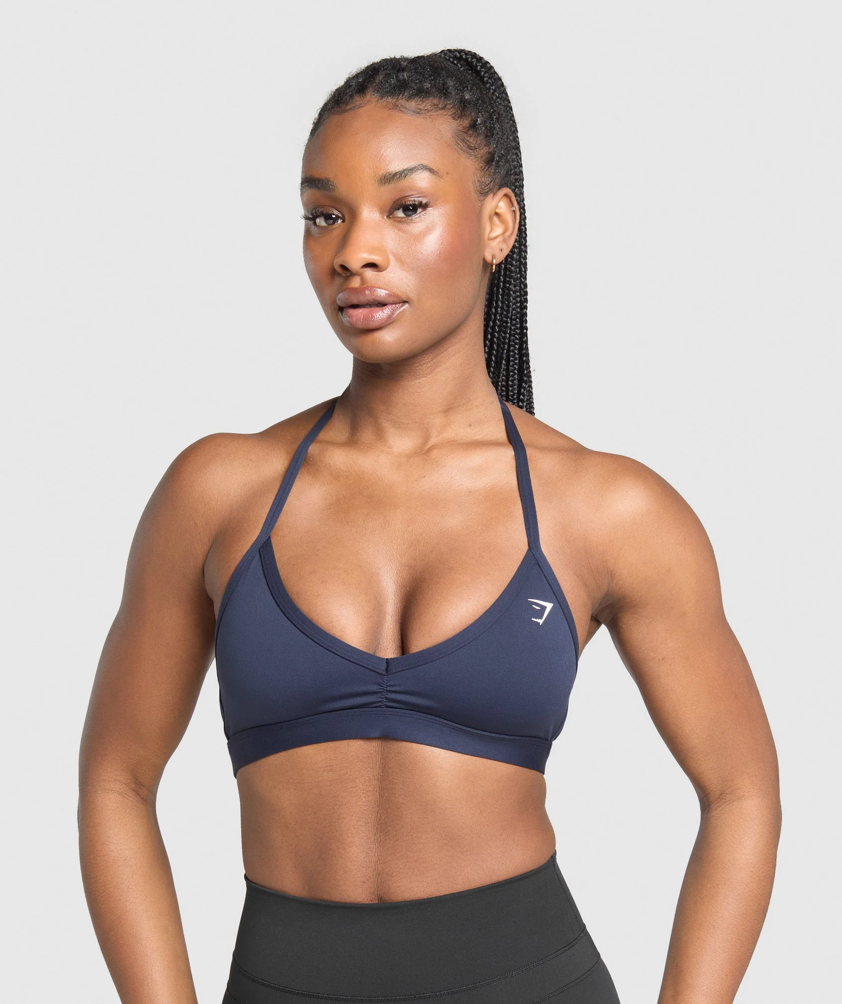 Heavy Blue Minimal Halterneck Sports Bra with Light Support