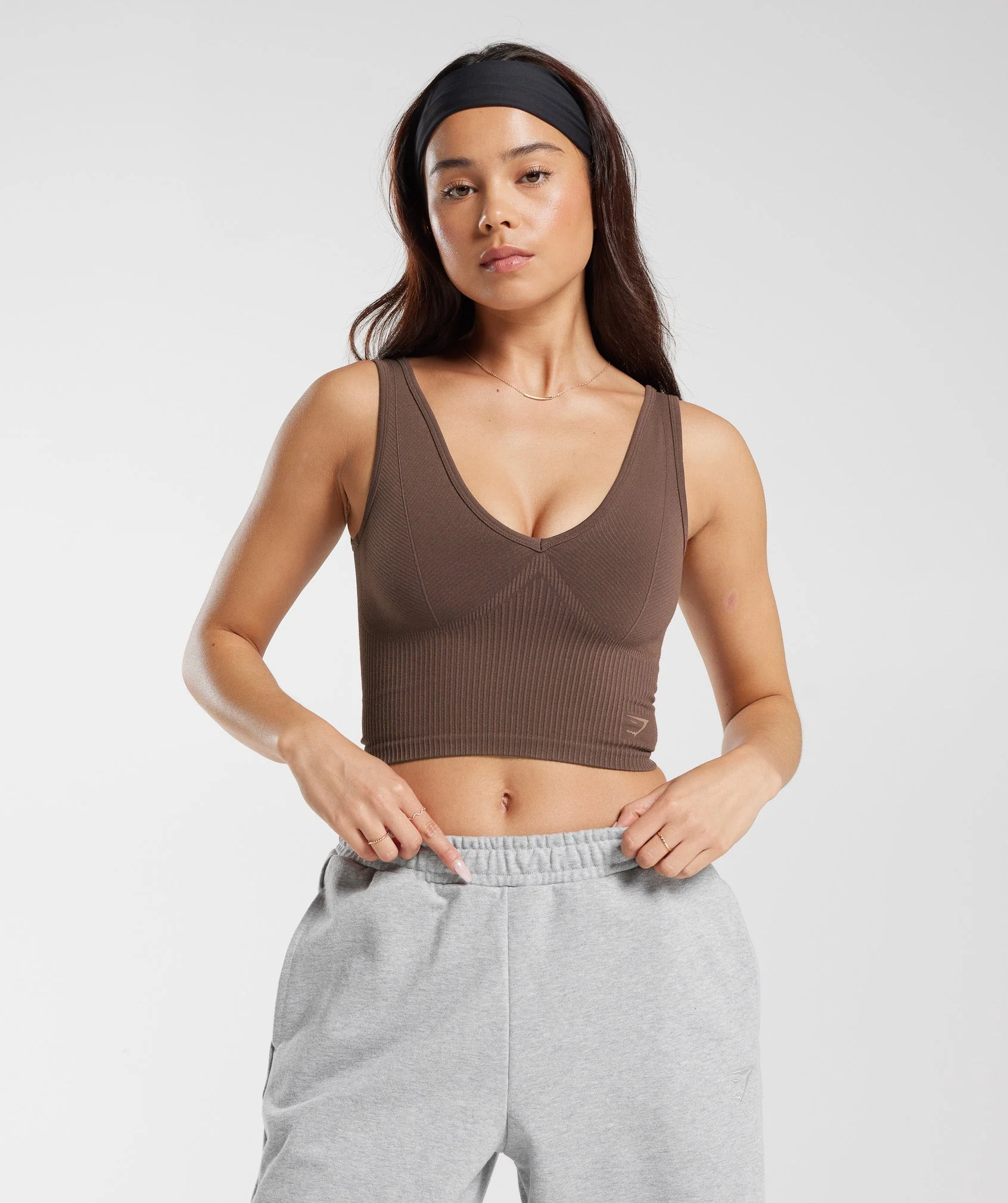 Gymshark Rest Day Seamless Midi Tank in Oak Brown