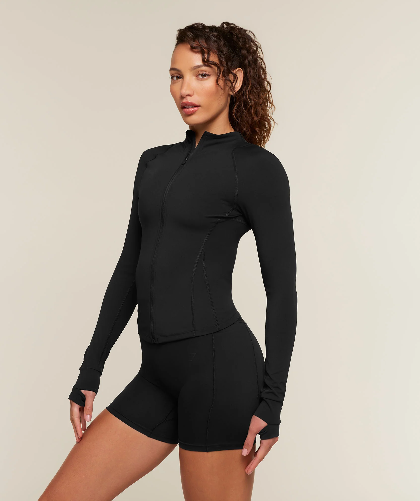 Gymshark Running Jacket with Reflective Logos and Thumbholes