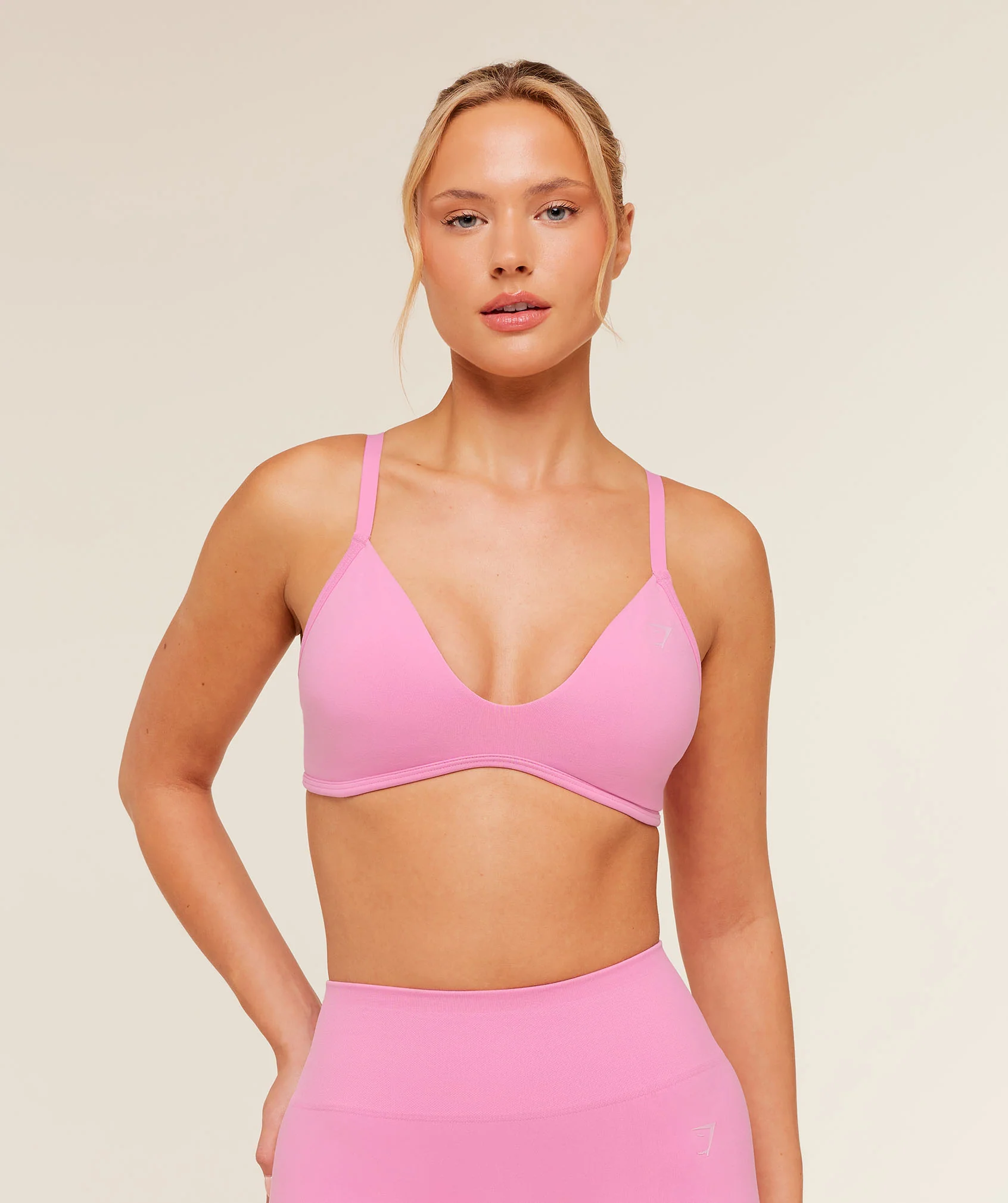Gymshark Soft Sculpt V-neck Sports Bra in Pink