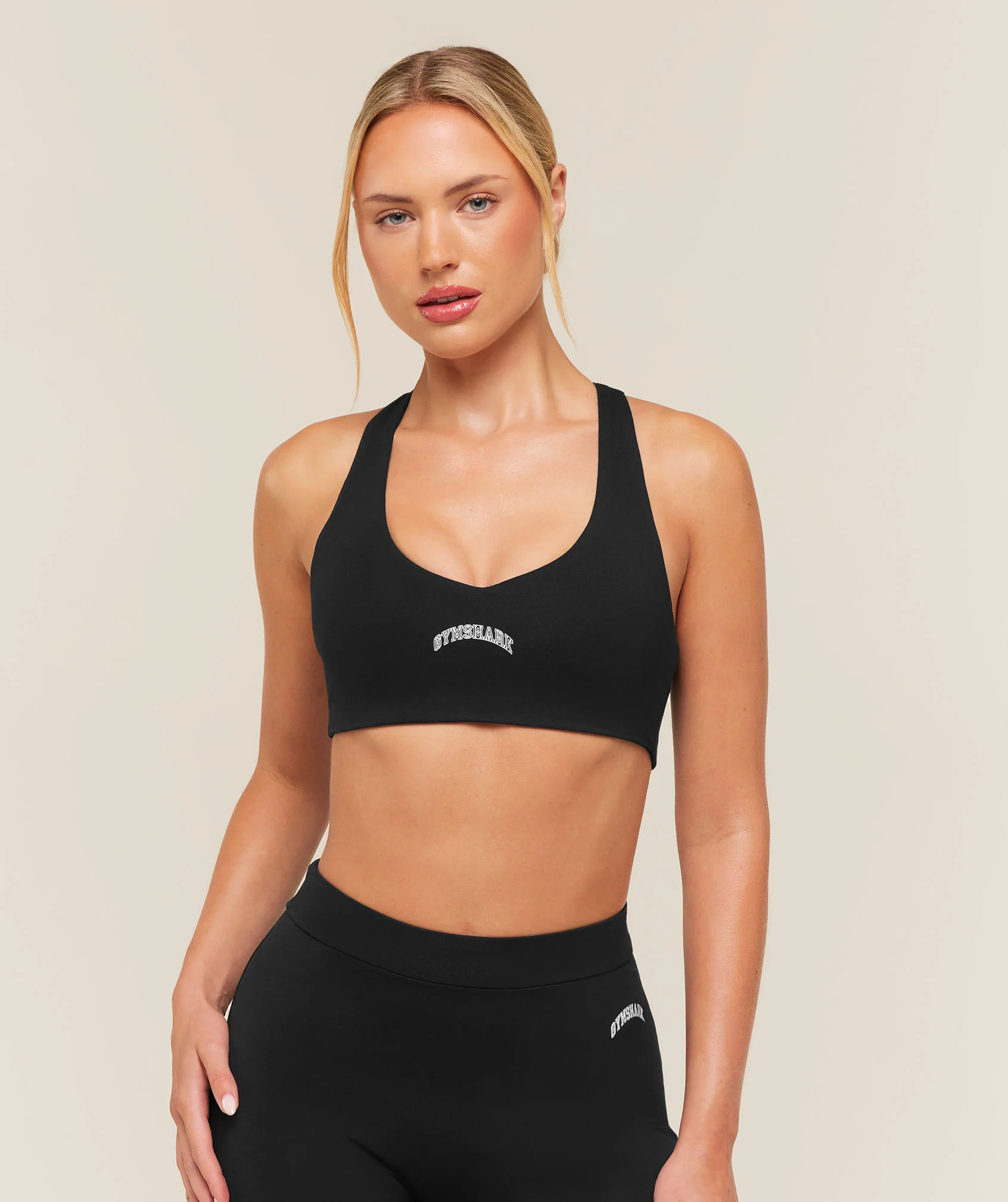 Gymshark Training Campus Cotton Sports Bra in Black with Racerback