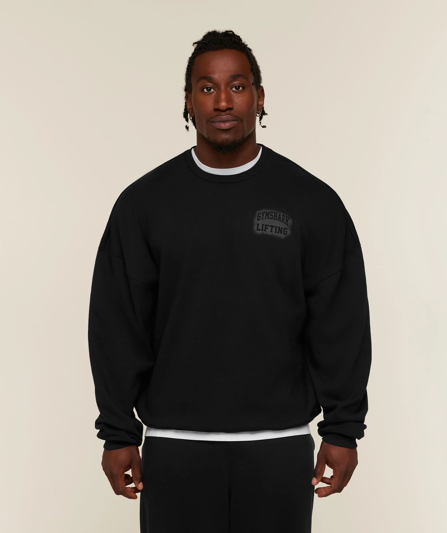 Gymshark Faded Lifting Graphic Sweatshirt in Black, Oversized Fit