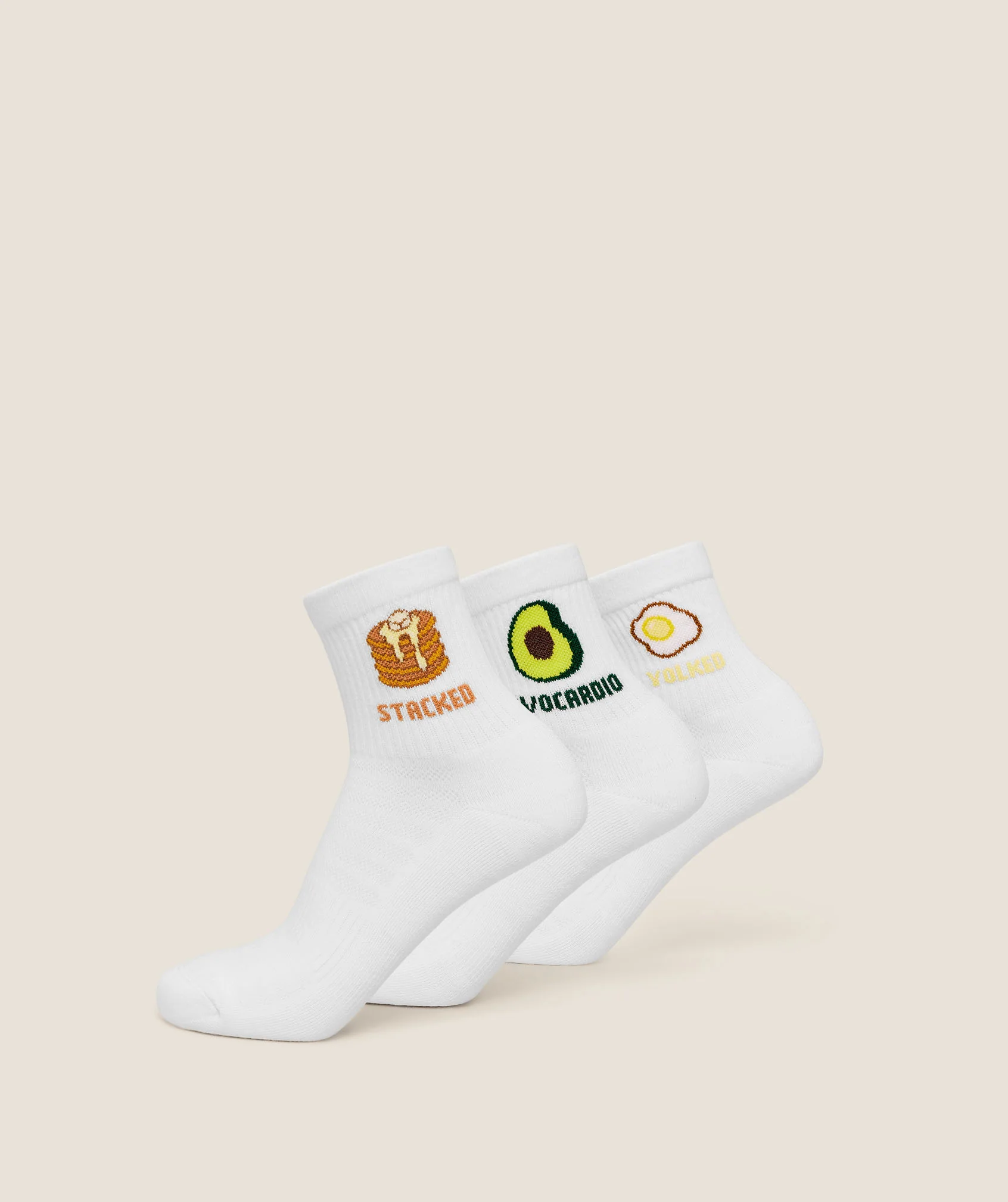 Breakfast Graphic Midi Socks 3 Pack with Arch Support