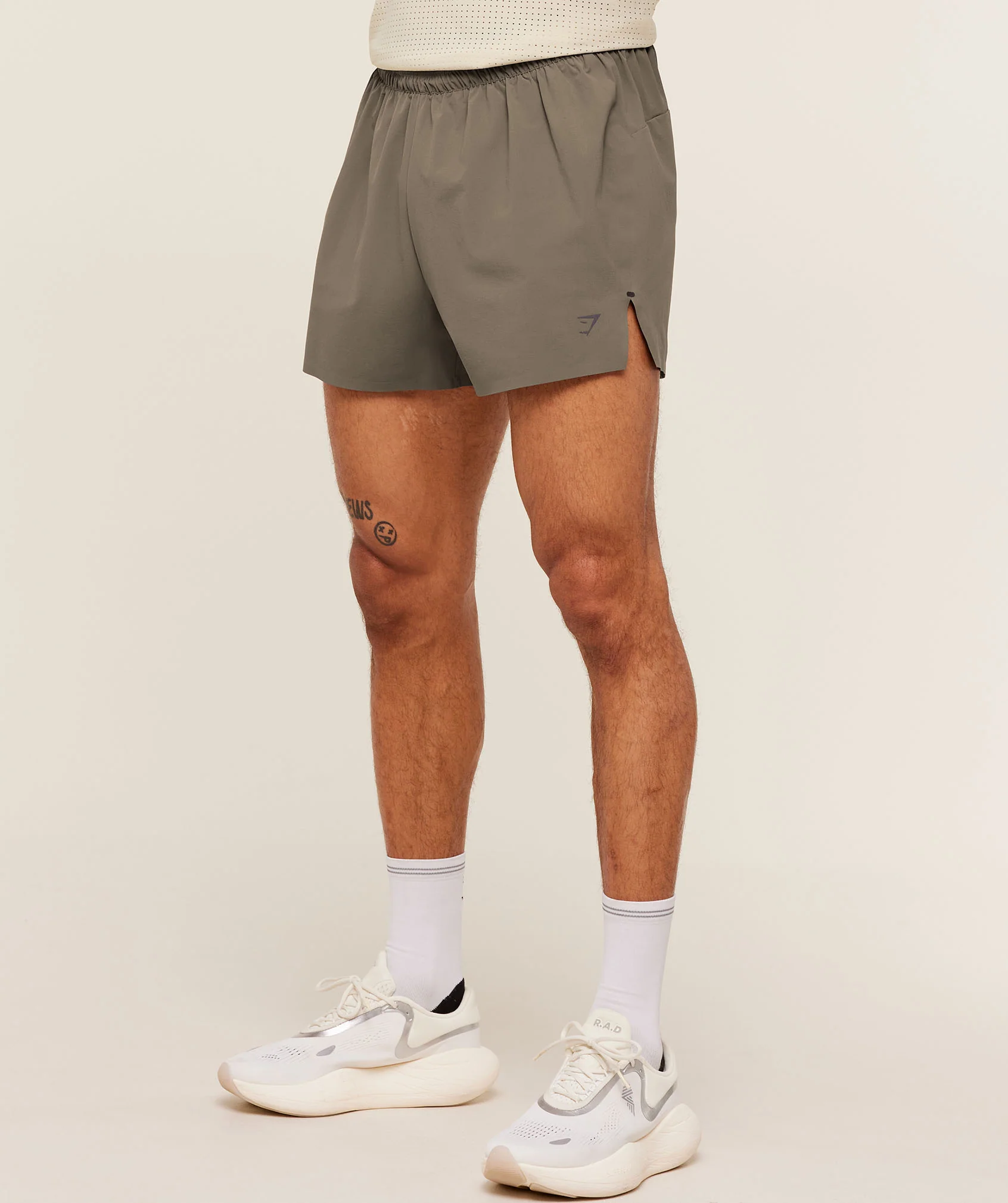 Gymshark Running Elite 5 Inch Short in Brown with Mesh Brief
