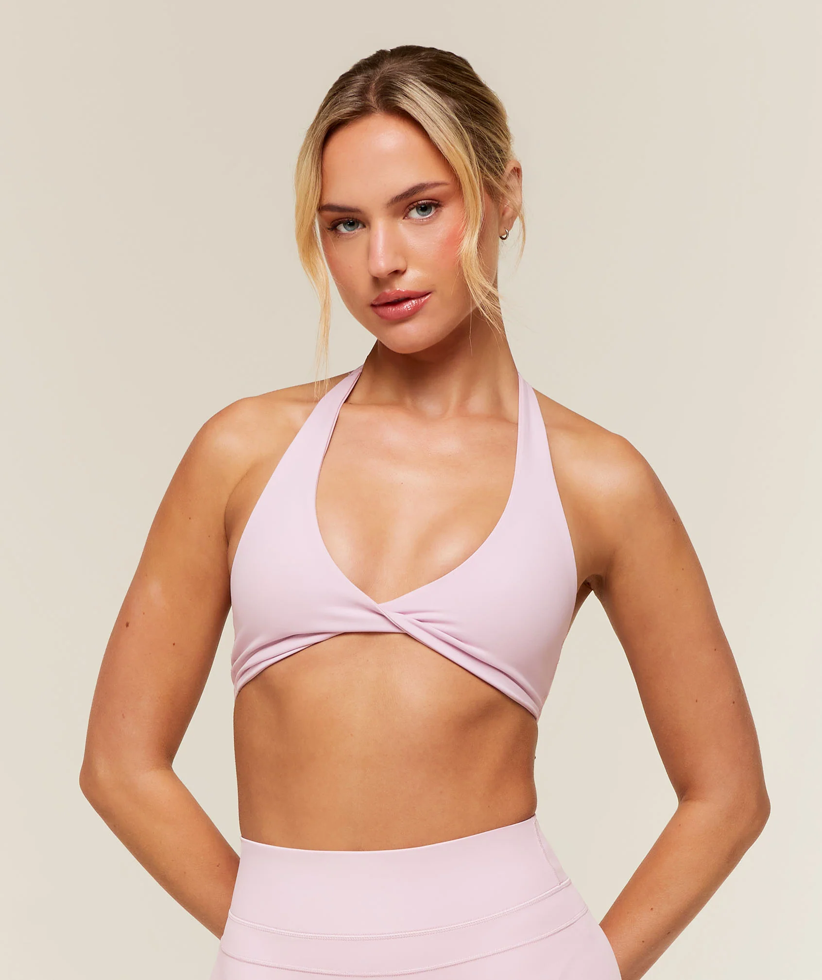 Gymshark Whitney Twist Sports Bra in Pink ButterSmooth Fabric