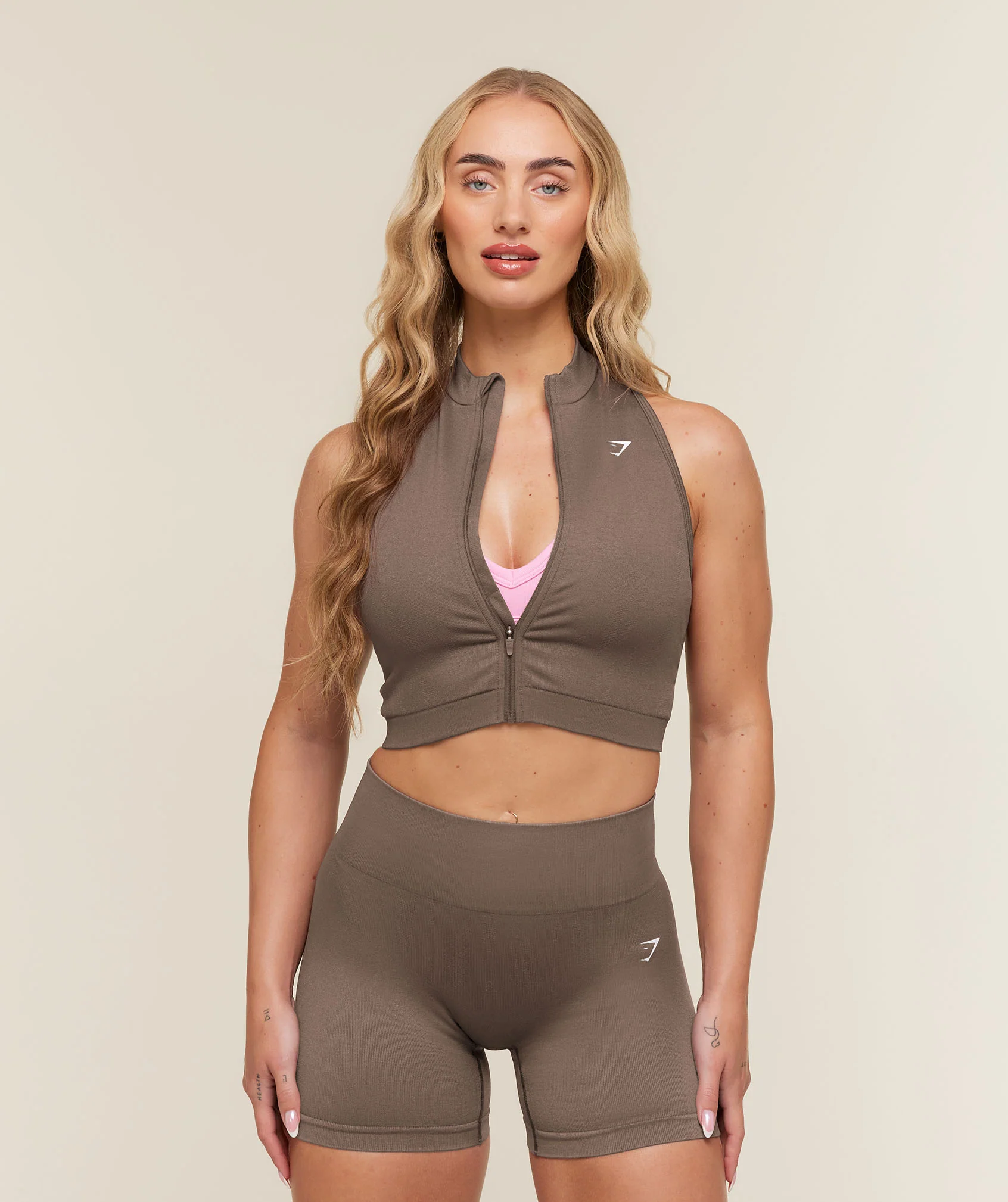 Gymshark Adapt Solid Zip Front Top in Body Fit Midi Length
