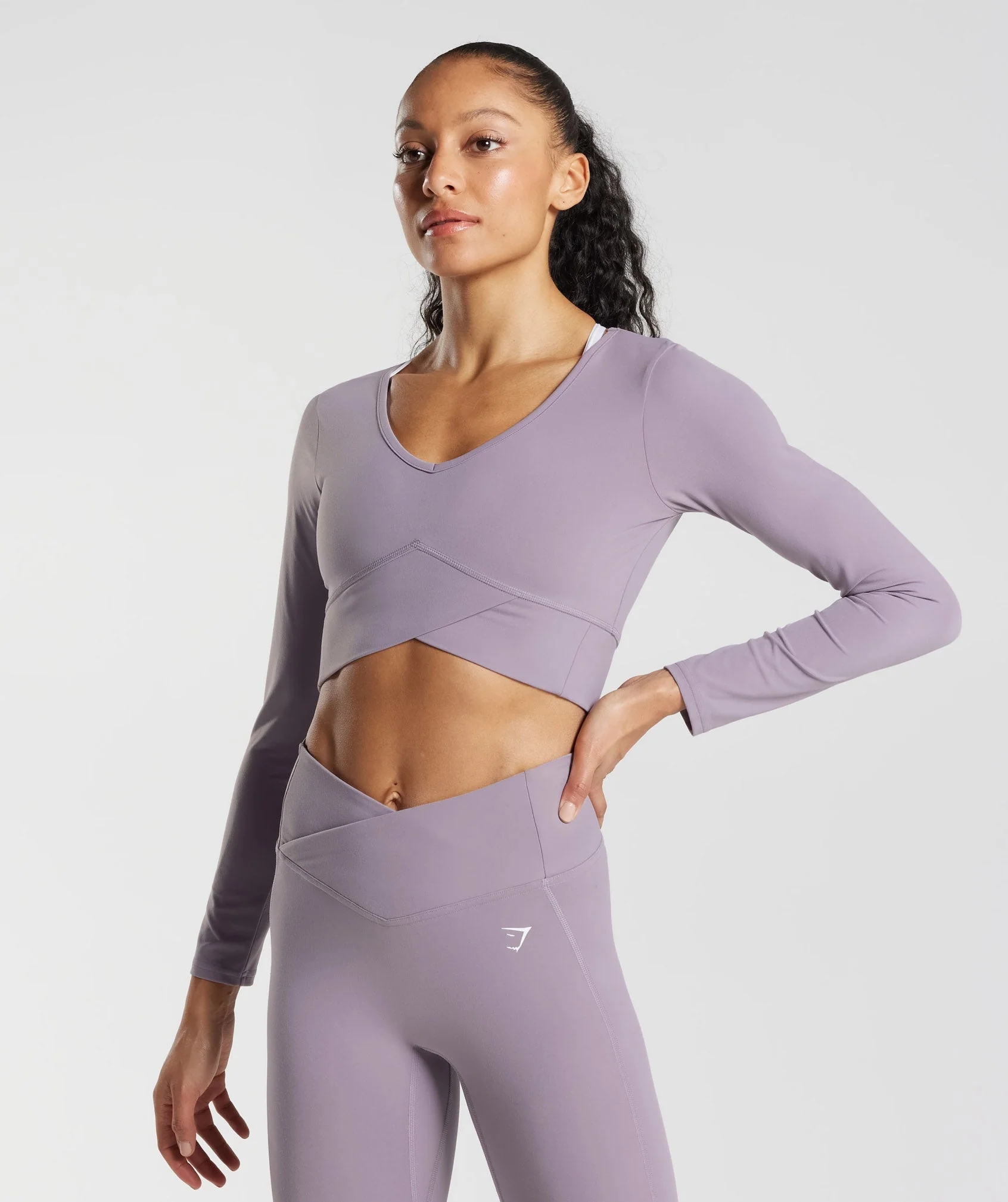 Gymshark Crossover Long Sleeve Crop Top with V-Neckline