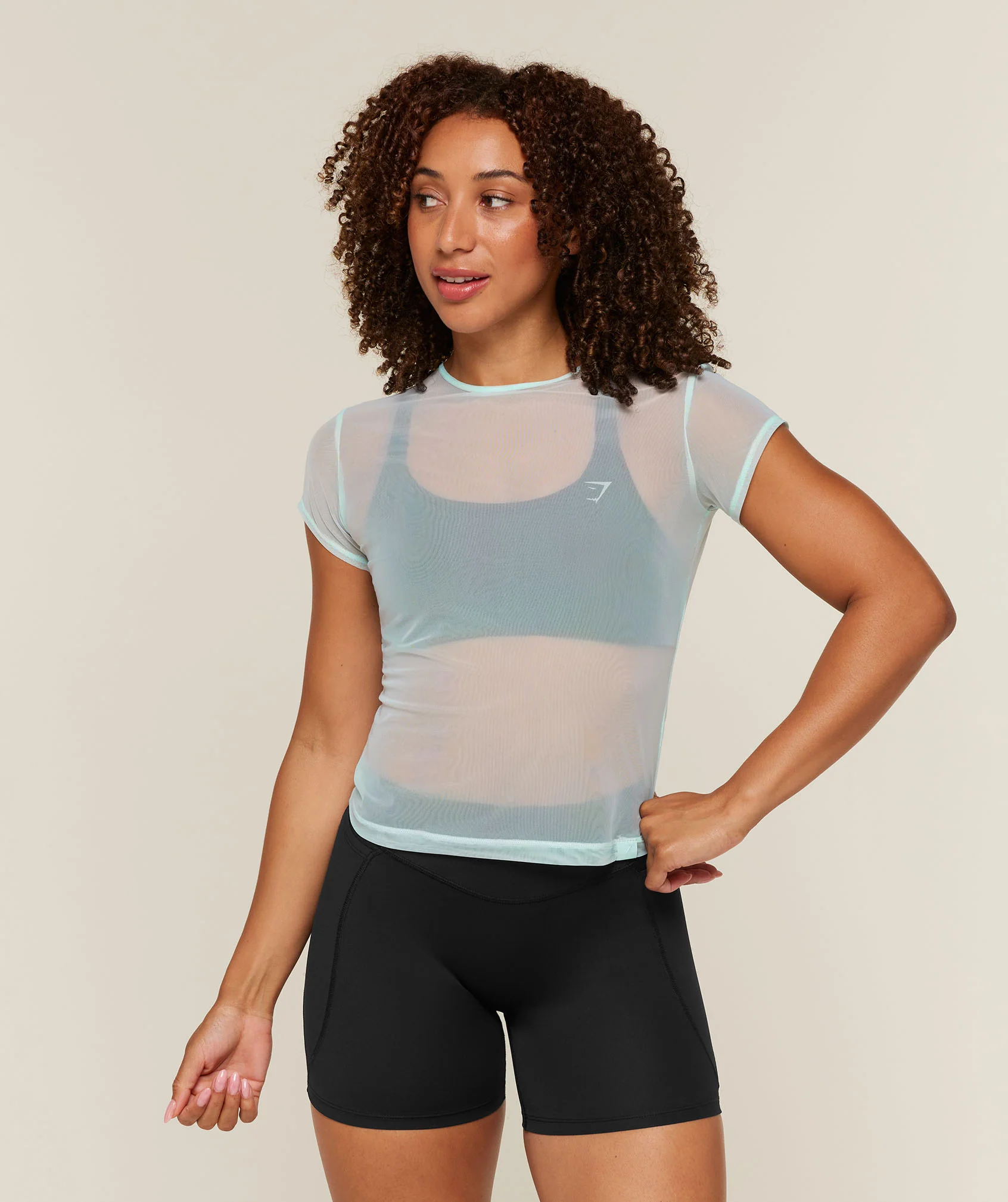 Gymshark Hybrid Mesh T-Shirt in Blue with Breathable Fabric
