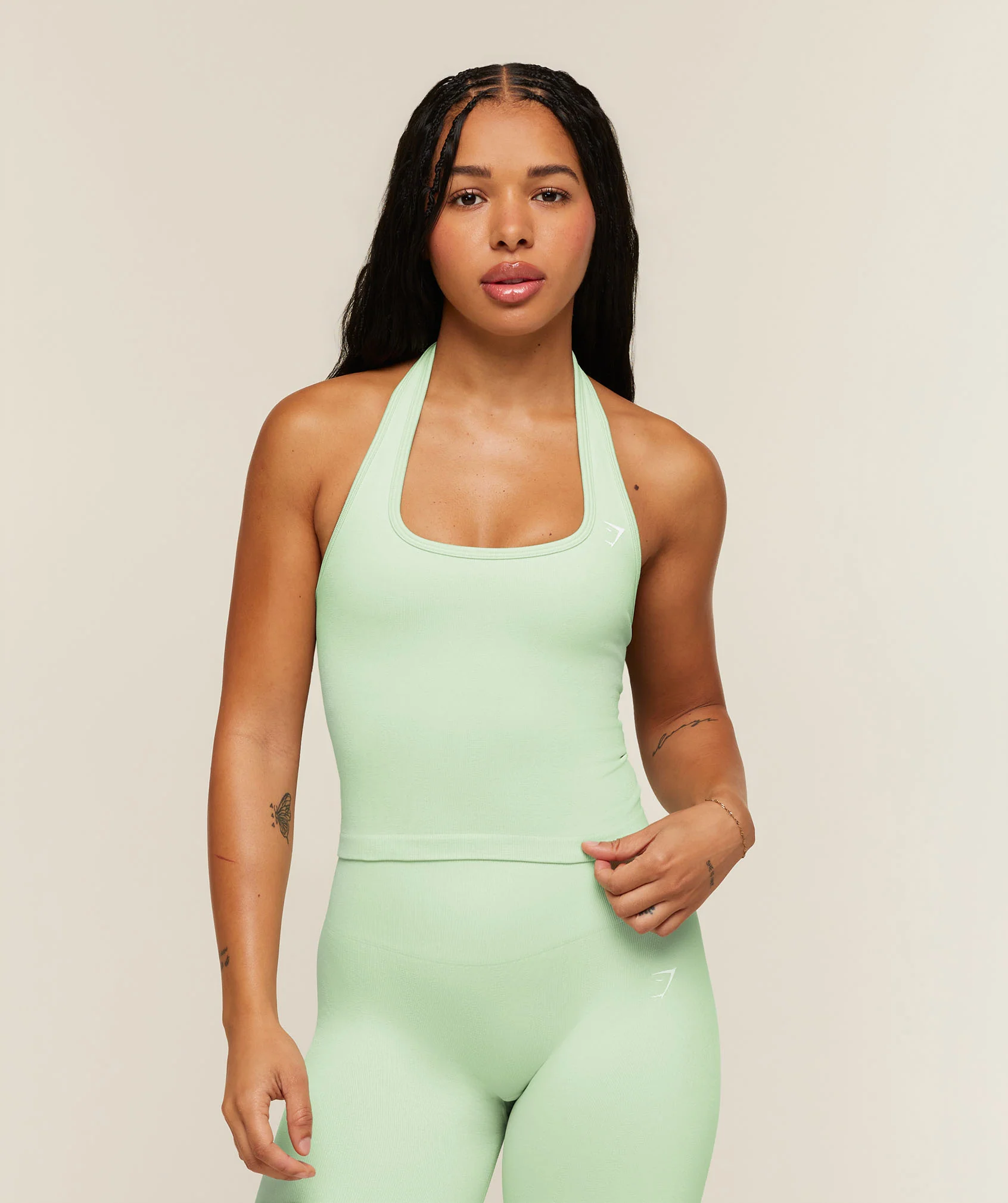 Gymshark Adapt Solid Halter Neck Tank in Green