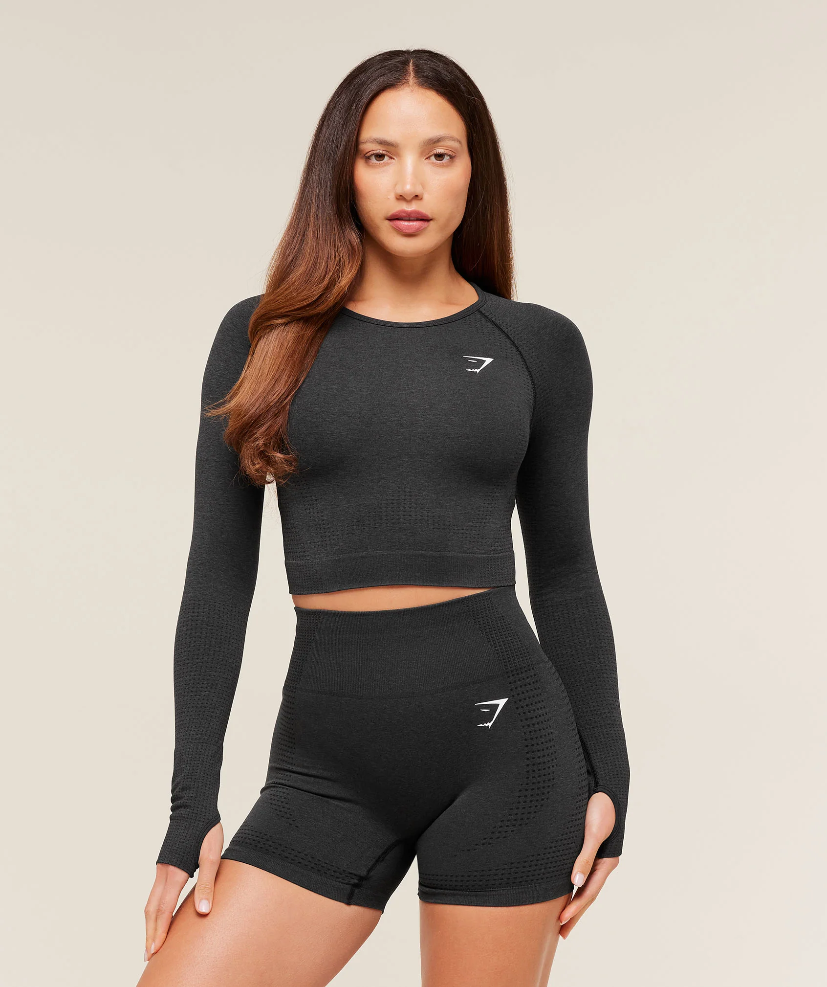 Gymshark Vital Seamless 2.0 Crop Top in Black Marl