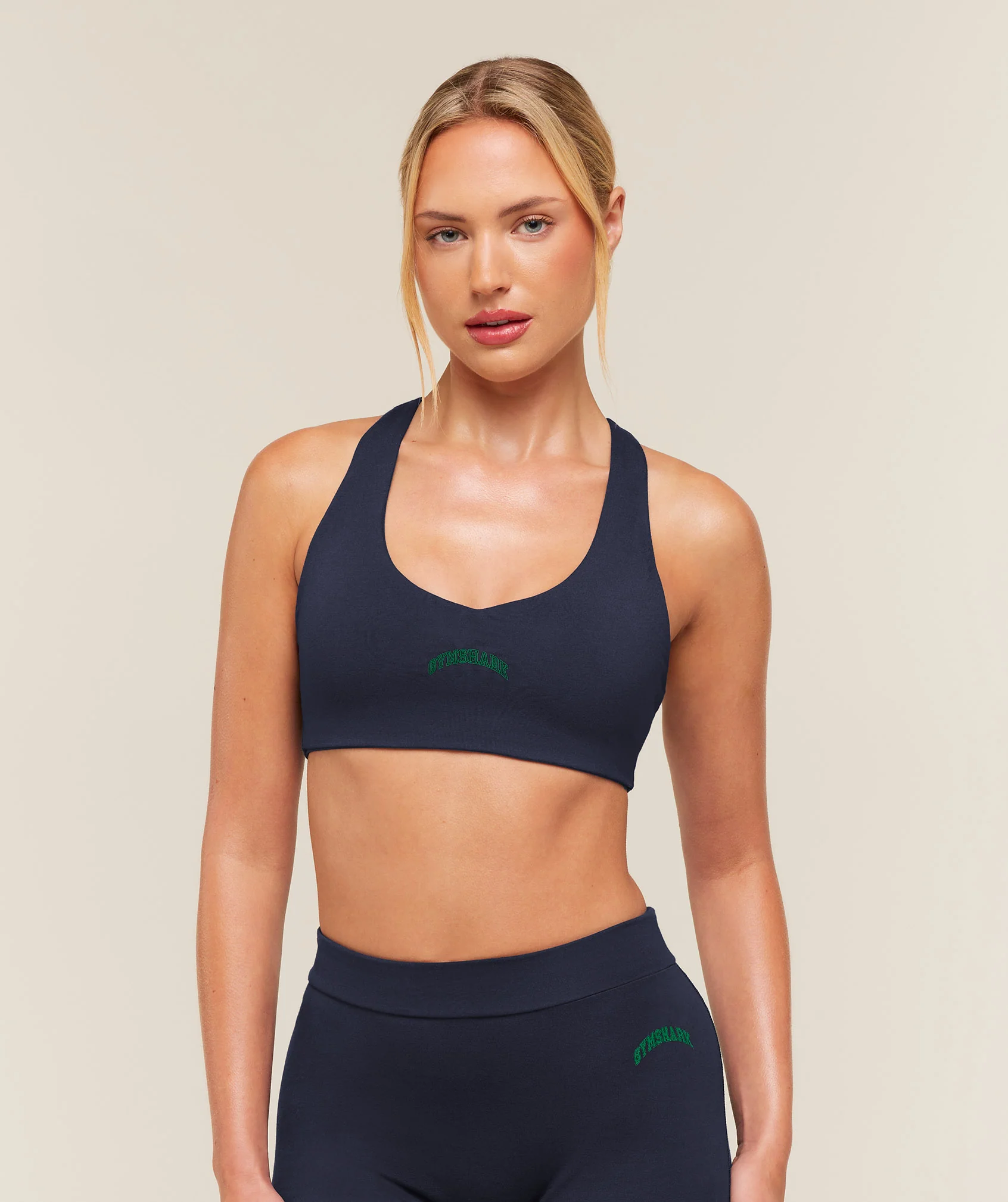Gymshark Training Campus Cotton Sports Bra in Blue with Racerback