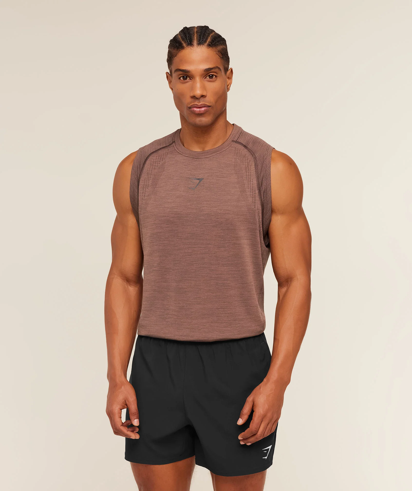 Versatile Seamless Tank in Brown for Training and Layering