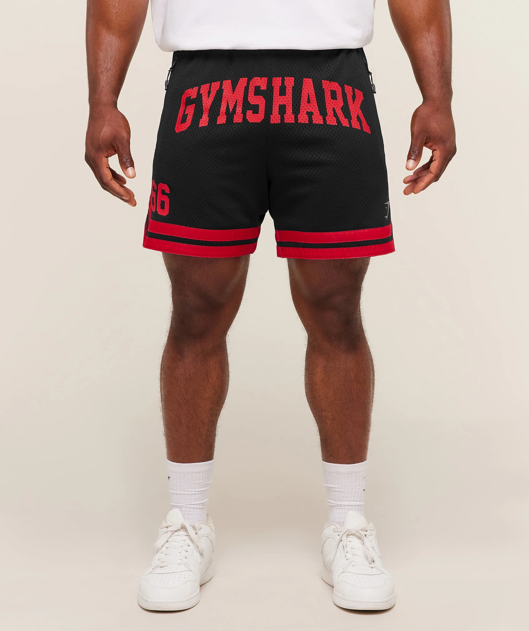 Gymshark Campus Mesh Shorts with '66 Logo in Black